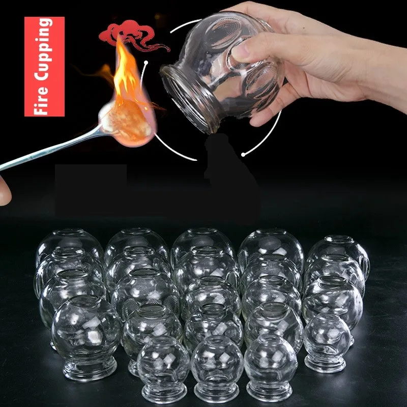 Glass Cupping Therapy Set Fire Cup Vacuum Cupping Physiotherapy Device Meridian Dredging Cupping Cups Massage Fire Cupping