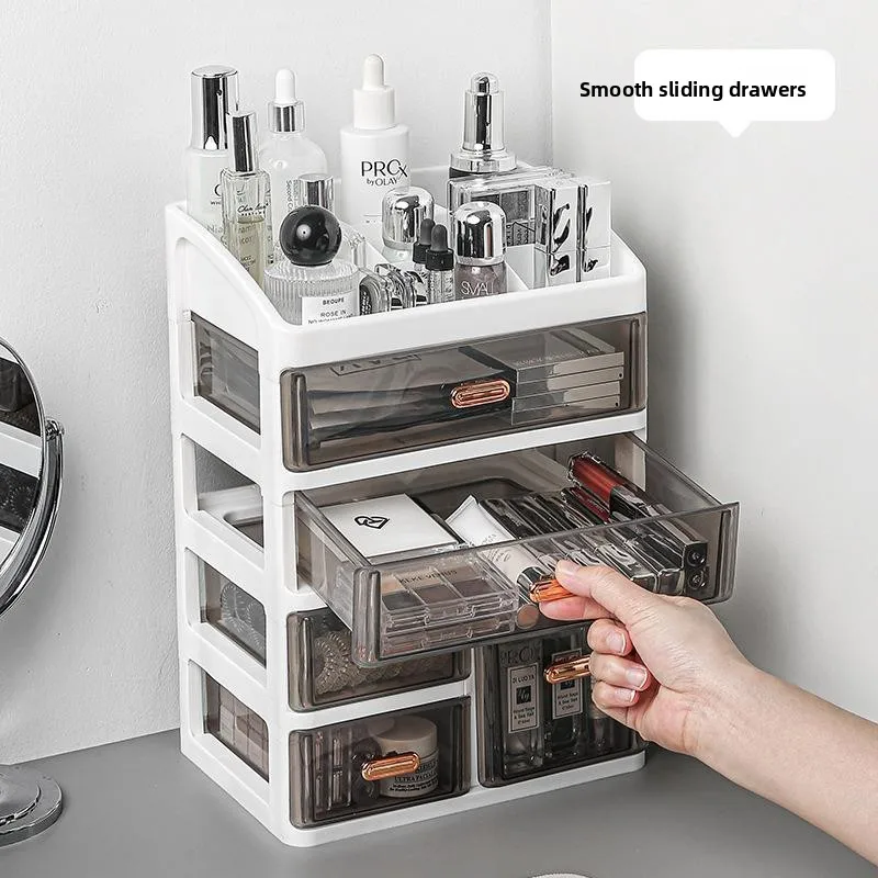 Desktop Organizer Rack Book Makeup Skincare Storage Box Drawer Style Plastic Multi-Layered Storage Cabinet for Home Use