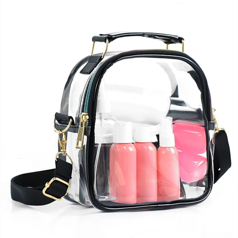 Bolsa pequena de PVC transparente para mulheres, estádio aprovado, claro, impermeável, casual, simples, crossbody, sacos de ombro, moda feminina