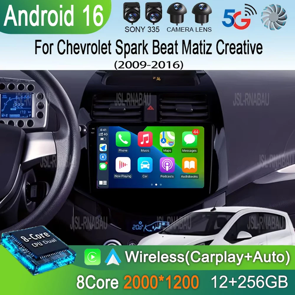 Android 16 Carplay Auto Car Radio Multimedia Player For Chevrolet Spark Beat Matiz Creative 2009 - 2016 E53 X5 M5 2din Stereo