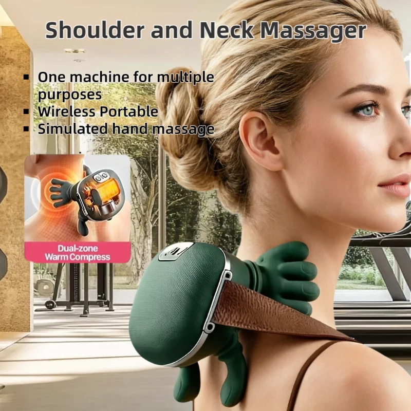 Masajeador Biónico de Cuello y Hombros N7, Masajeador Tipo Chal, 3 Niveles de Intensidad, Almohada de Masaje para Cuello, Cervicales, Cintura, Piernas y Músculos del Cuerpo