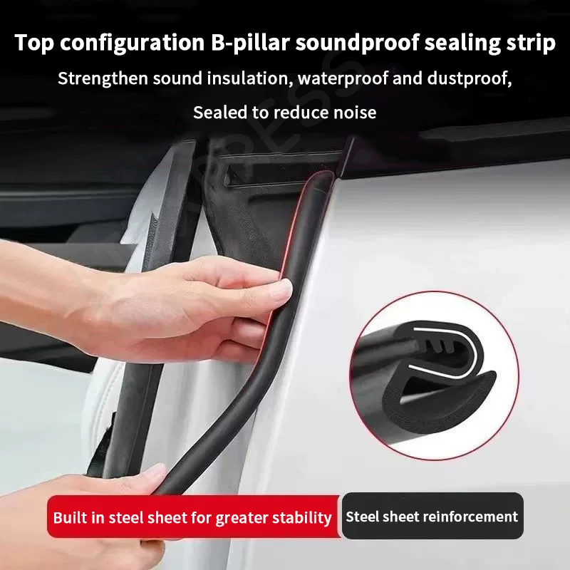 

B Pillar Rubber Protector Strip, Waterproof Car Door Edge Auto Seal, Anti-Scratch Weatherstrip for Vehicles