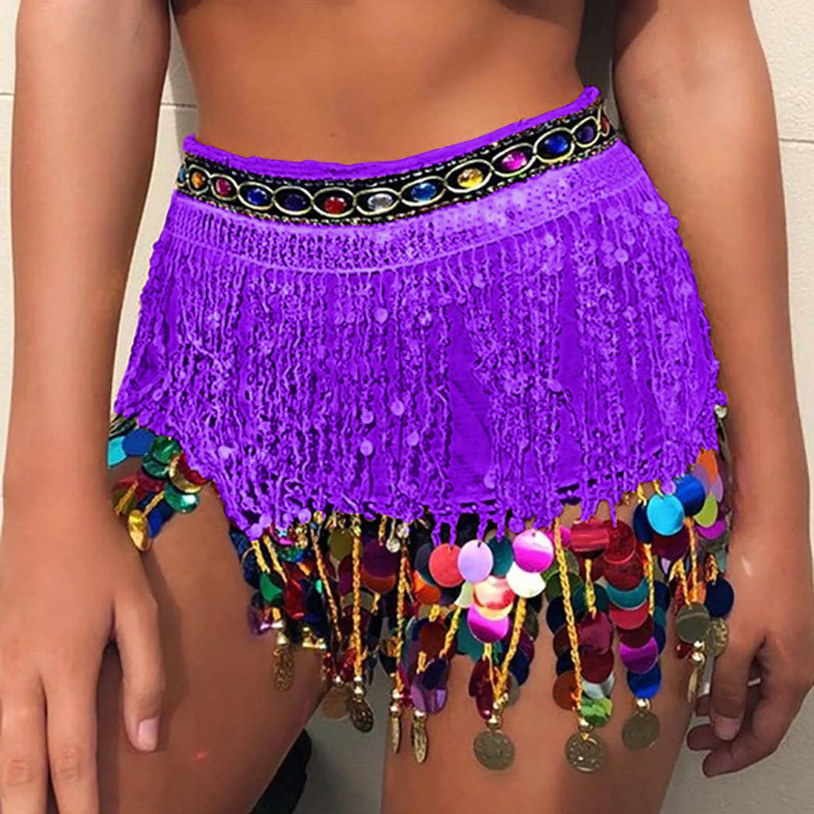 Sexy Solid Bandage Skirt Women Elastic Bodycon Summer Sequin Tassel Dance Party Performance Clothing For Women And Girls 2024