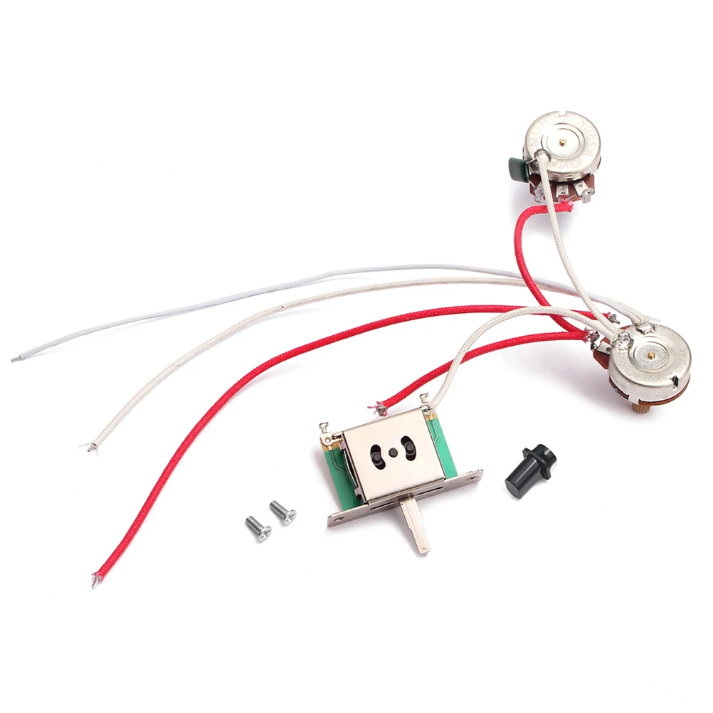 

1Set Guitar Wiring Harness Kit 3 Way Toggle Switch 1 Volume 1 Tone Pot Jack 250k Durable Components 3 Way Toggle 1T1V