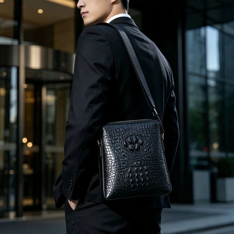 New Men's genuine lesther crocodile skin business design shoulder bags crossbody bags bag for man sacoches hommes сумка