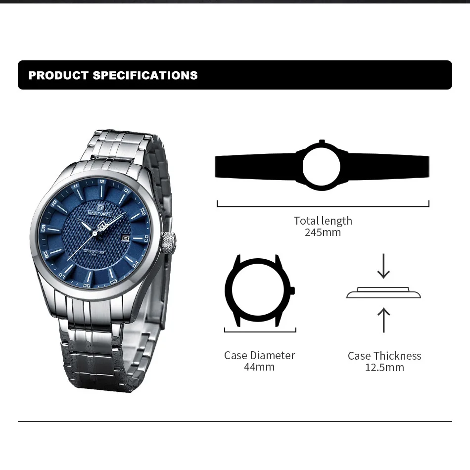 NAVIFORCE New Design Men Luxury Watches Simple Fashion Wristwatch Casual Male Quartz Stainless Steel Strap Clock Reloj Hombre