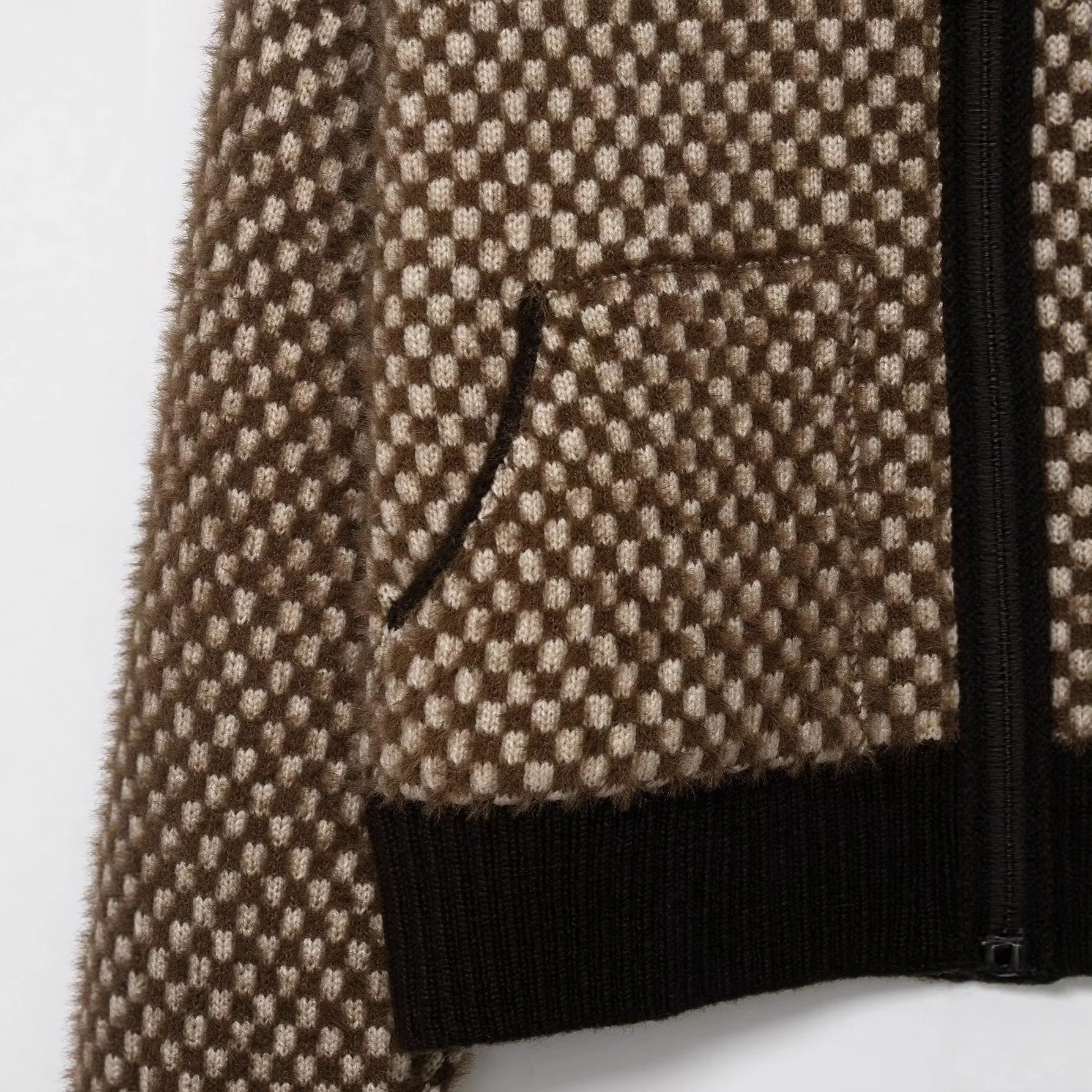 Dámská zimní pletená pilotní bunda s efektem umělé kožešiny, patchwork, střední tloušťka, dlouhý rukáv, pouliční styl - náhled 4