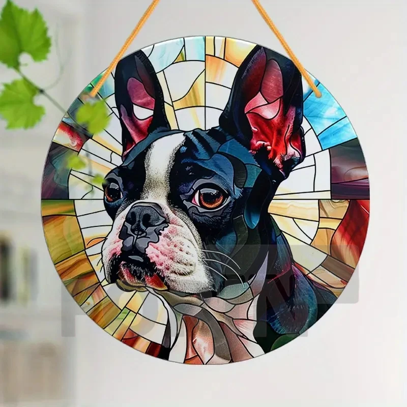 Pet Pug & Bulldog Suncatcher, Acrylic Round Translucent Hanging Ornament Panel,Gift for Dogs Lover,House Yard Garden Farm Decor - Image 6