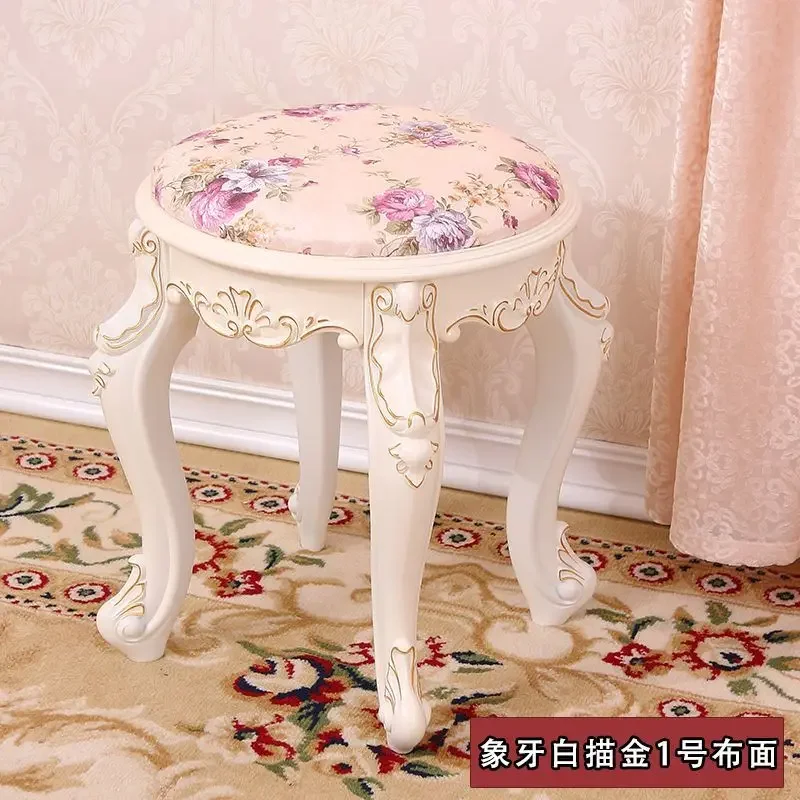 Nordic Coffee Table  Stools Living Room Sofa Stool Bedroom Creative Fabric Carving Round Stool Nail Art Shoe Changing Ottomans