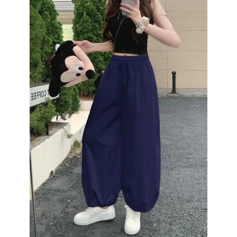 Celana Harlan Tabir Surya Cepat Kering untuk Anak-anak, Celana Panjang Kasual Ukuran Besar, Tipis, Longgar, dan Berpotongan Lurus Sembilan Perempat untuk Musim Panas