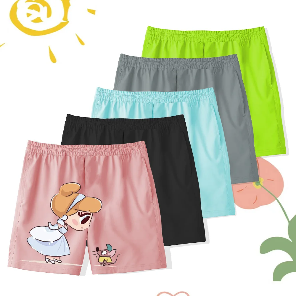 

Children's Board Shorts Cartoon Printed Beach Shorts Quick drying Soft Comfortable Multi color Loose fitting Girls' Clothing