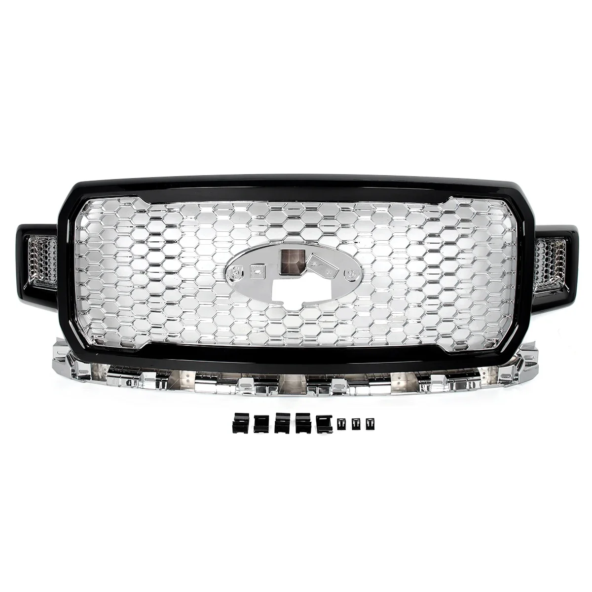 For 2018-20 Ford F-150 JL3Z8200SF Honeycomb Front Grille Assembly Black+Chrome