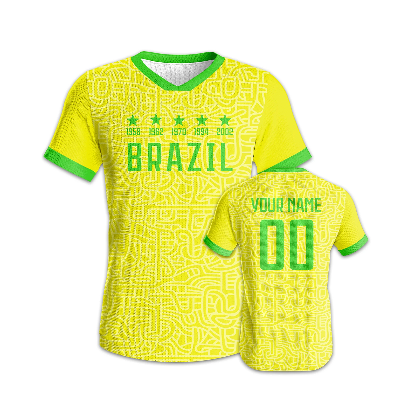 Custom Brazil Soccer Jersey Personalized Name Number Breathable Quick-drying Sportswear Soccer Fans Gift for Men Women Youth