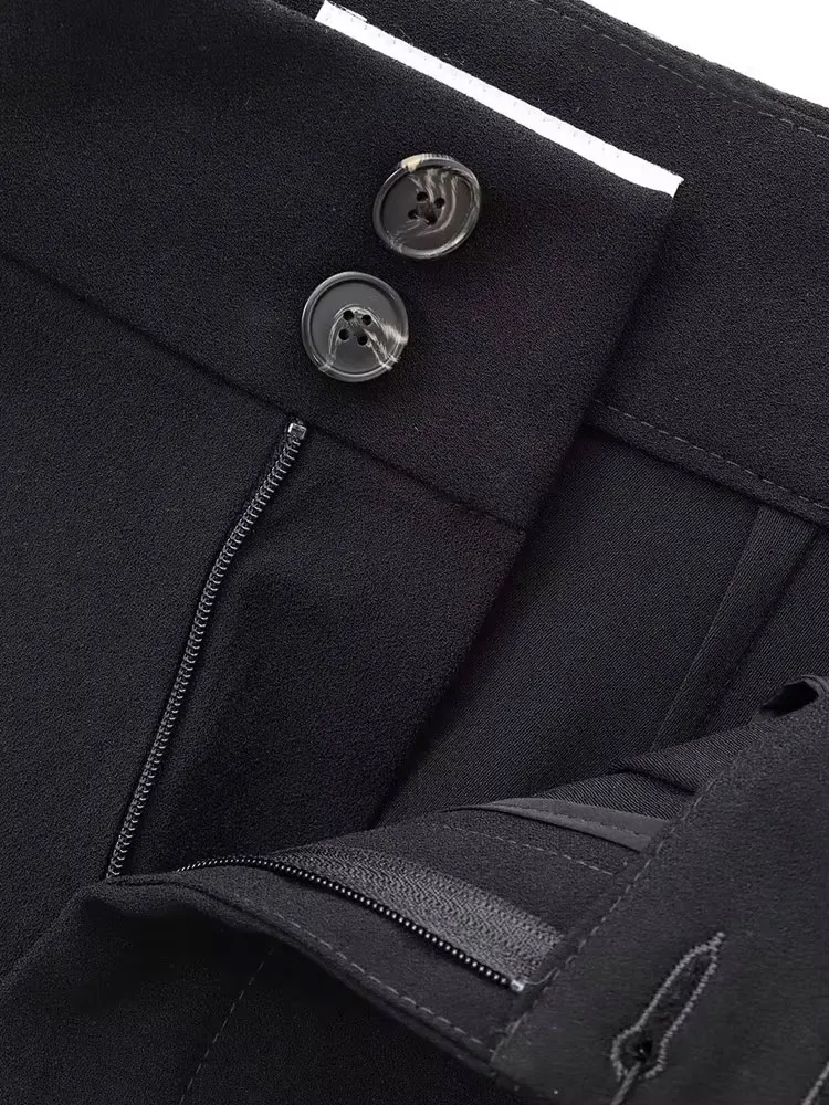 Women Fashion Front Button Asymmetric Waistcoat And Mid Waist Front Darts Straight Pants Female Two Piece Sets Mujer