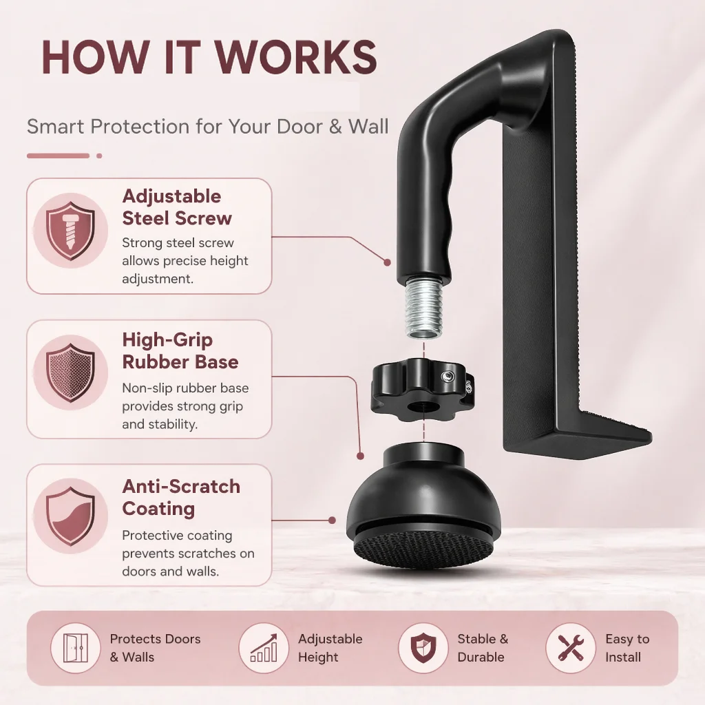 ZHUOHUA Portable Door Lock for Travel,​Door Stopper Security for Hotels/Apartments-Reinforced Locking Device for Women`s Safety view 3