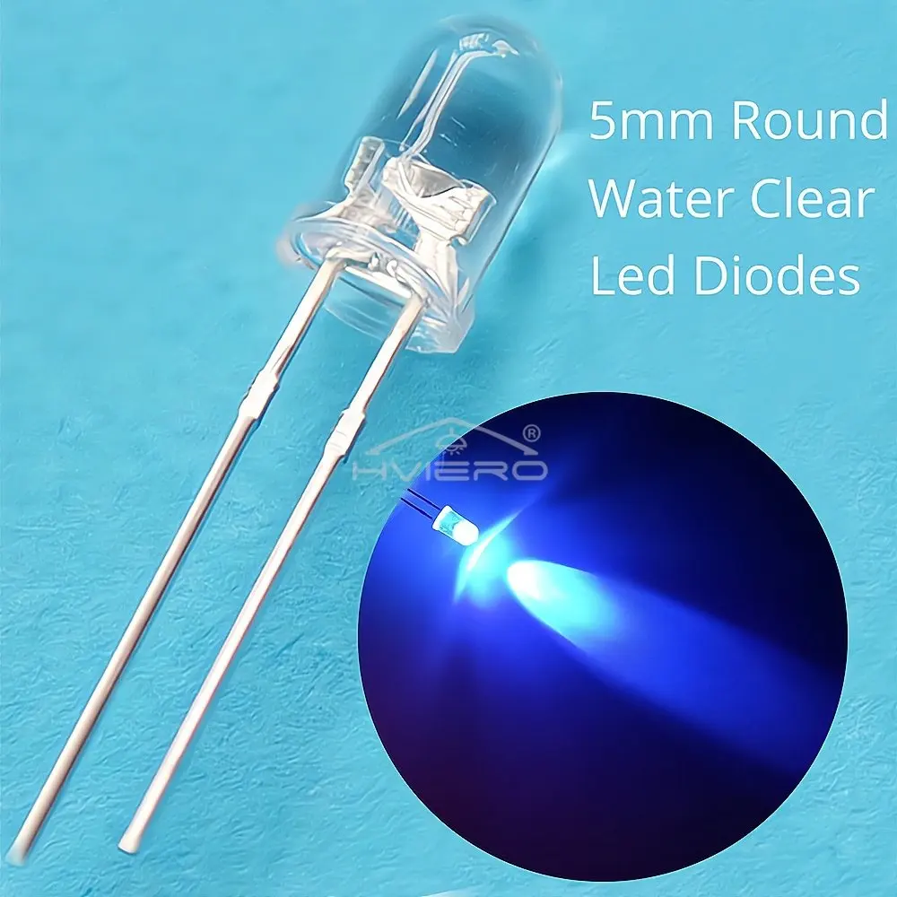 1000pcs F5 5mm Round White Red Green Blue Yellow Water Clear Led Super Bright Ligte Emitting Diodes 6000-6500k Lamp Bulb