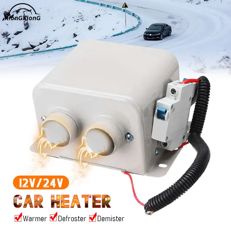 

1200W 2 Hole Heating Defroster 12V 24V Auto Car Heater Demister Car Electric Heater Heating Fan Windshield Dryer Car Air Heater