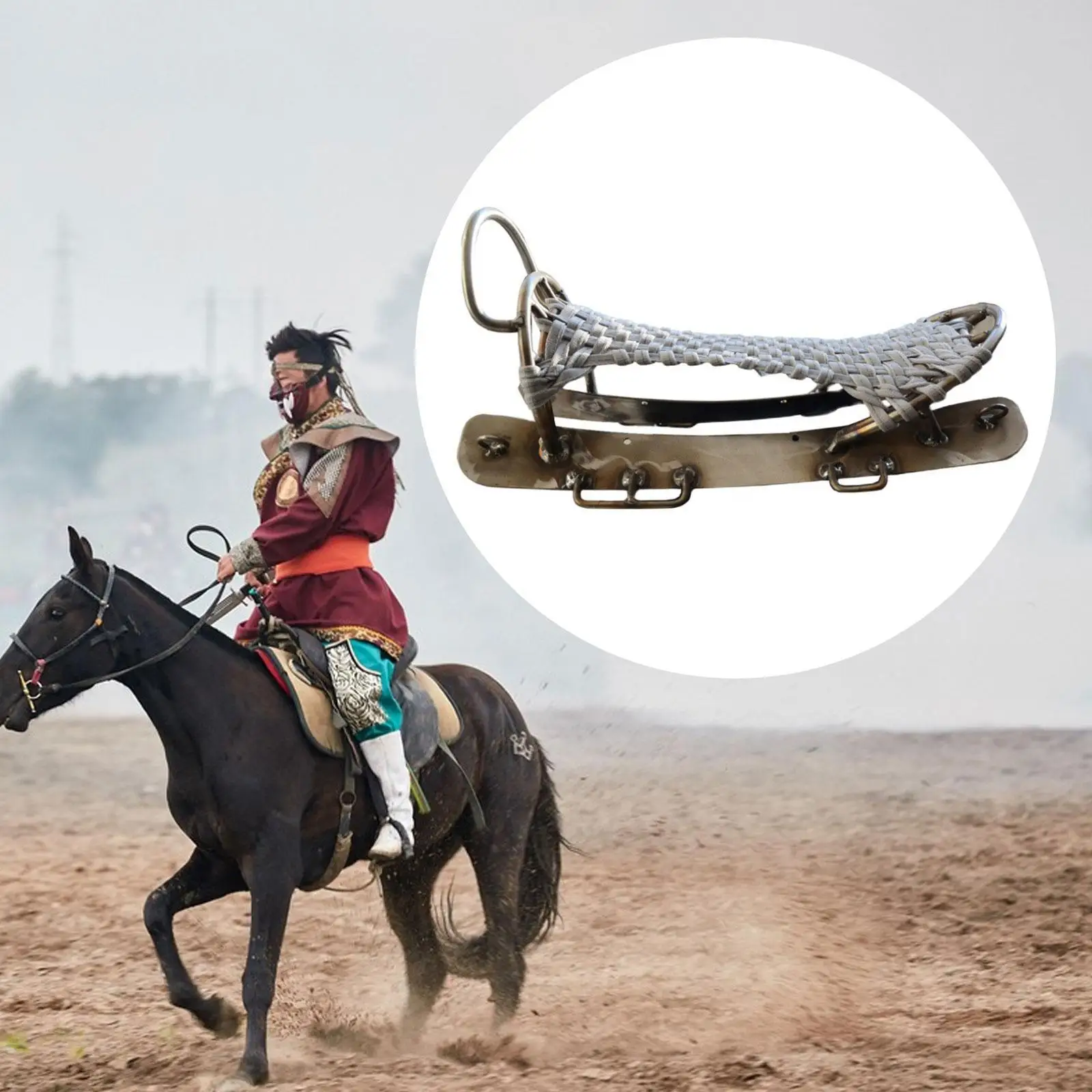 

Horse Saddle Skeleton Structure Woven Rope Sturdy Metal Equestrian Gear Traditional Mongolian Steel Frame Riding Accessory