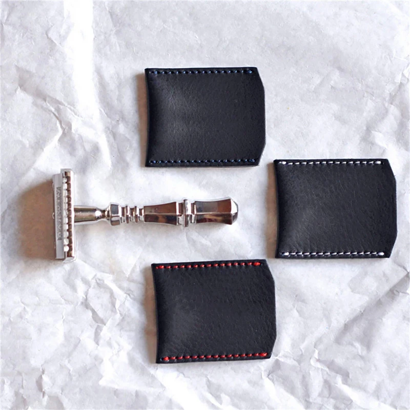 1PCS Double Edge Safety Razor Head Sleeve Protective Case Leather Without Razor