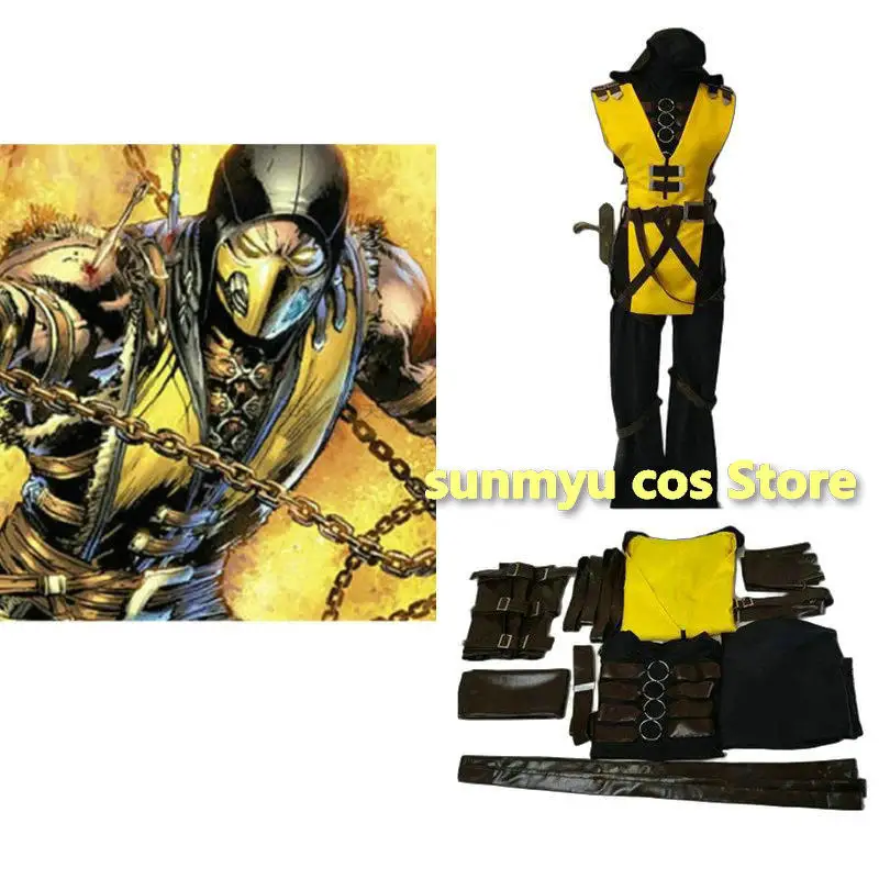 

Игра Mortal Kombat X Скорпион Косплей Костюм Настроить Размер Желтый