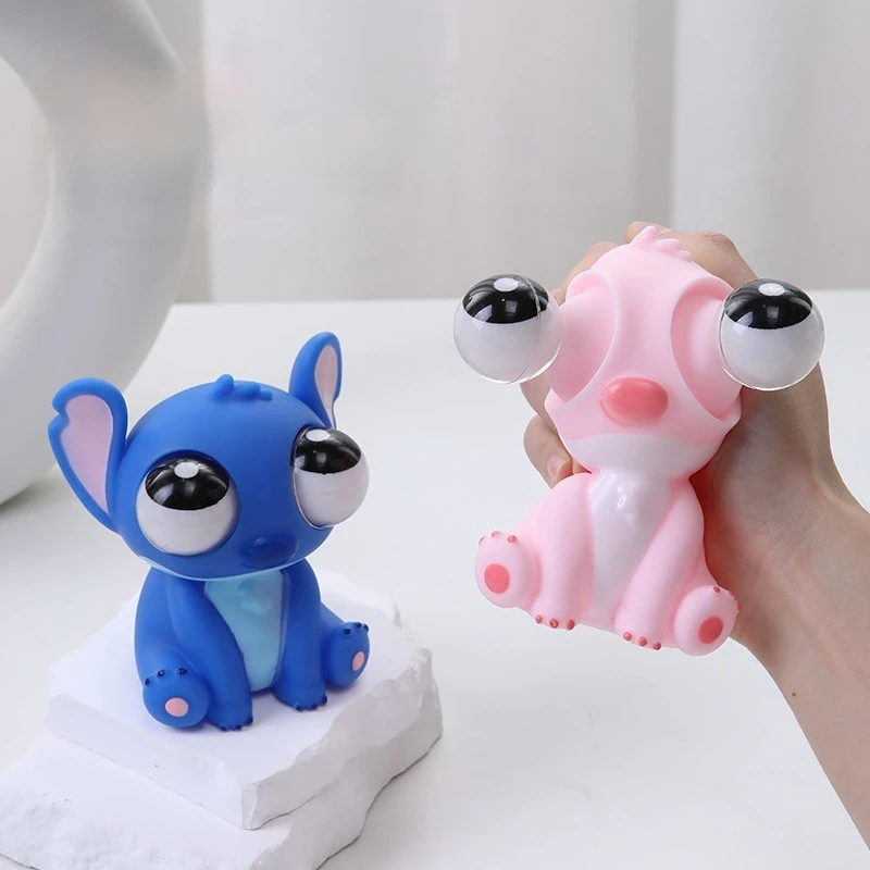 Disney Stitch nuevo juguete de descompresión Kawaii figura de dibujos animados modelo trabajo alivio del estrés muñeca suave niños juguetes divertidos amigo regalo curativo