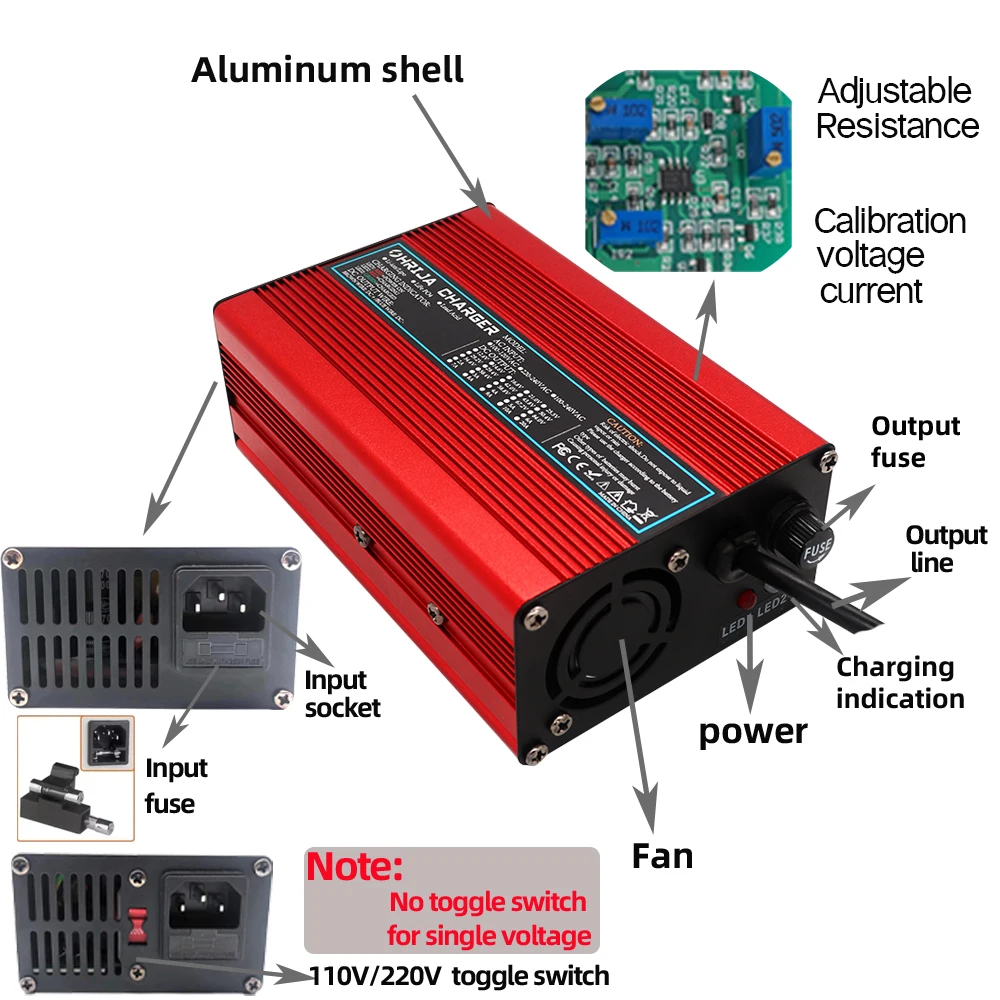 84V  3.5A Charger Smart Aluminum Case Is Suitable For 20S 74V  Outdoor Lithium Ion Battery Car Balance Car Safe And Stable