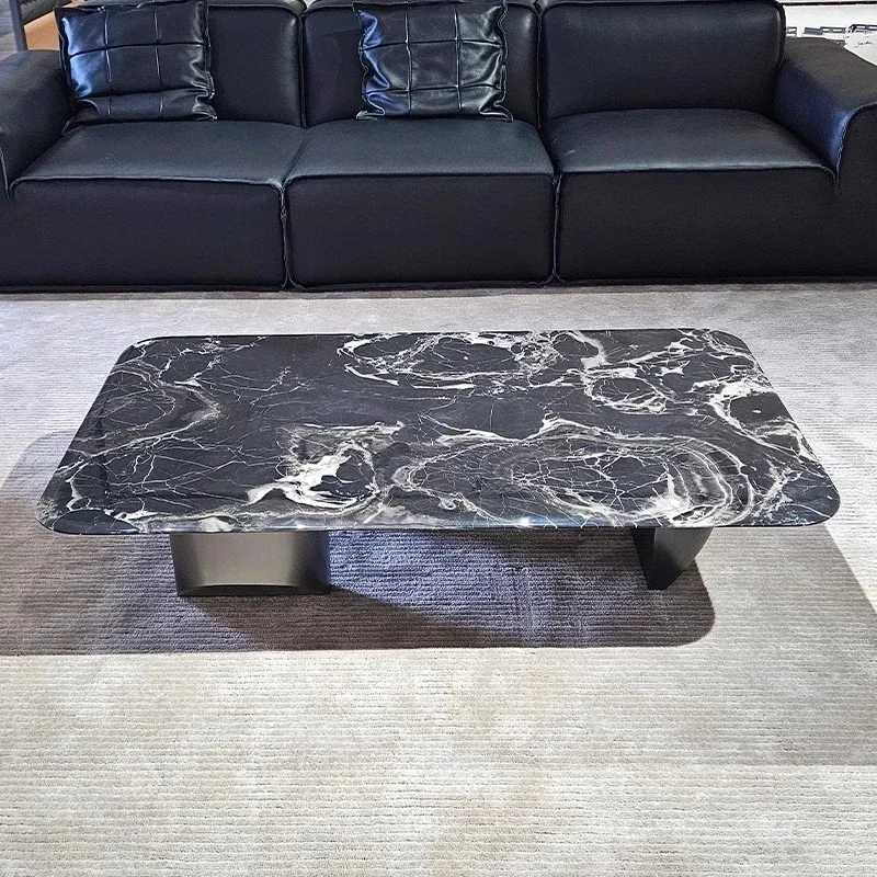 

yj21 Italian minimalist coffee table marble native texture desktop stainless steel table legs light luxury villa