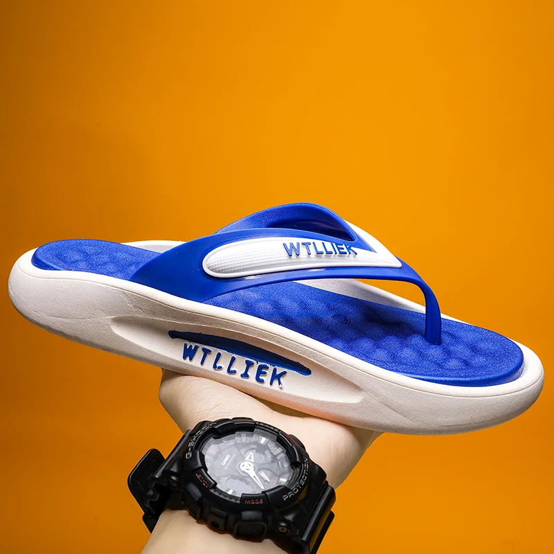 Men's Summer Fashionable Thick Bottom Anti-slip Indoor Outdoor Sandals PVC Material Slip-On Flip Flops Breathable Comfortable