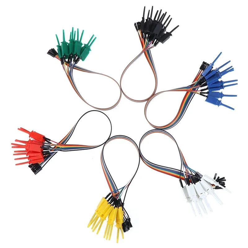 1Set 20CM Plastic Metal Logic Analyzer Cable Gripper Probe Test Lead 10-pin Hook Clamp Set For Chips Pins Connecting Testing