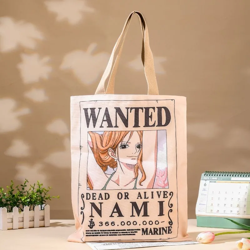 New One Piece Anime Cartoon Bounty Order Luffy Zoro Shoulder Canvas Bag Large Capacity Creative Student School Bag Handbag Gift