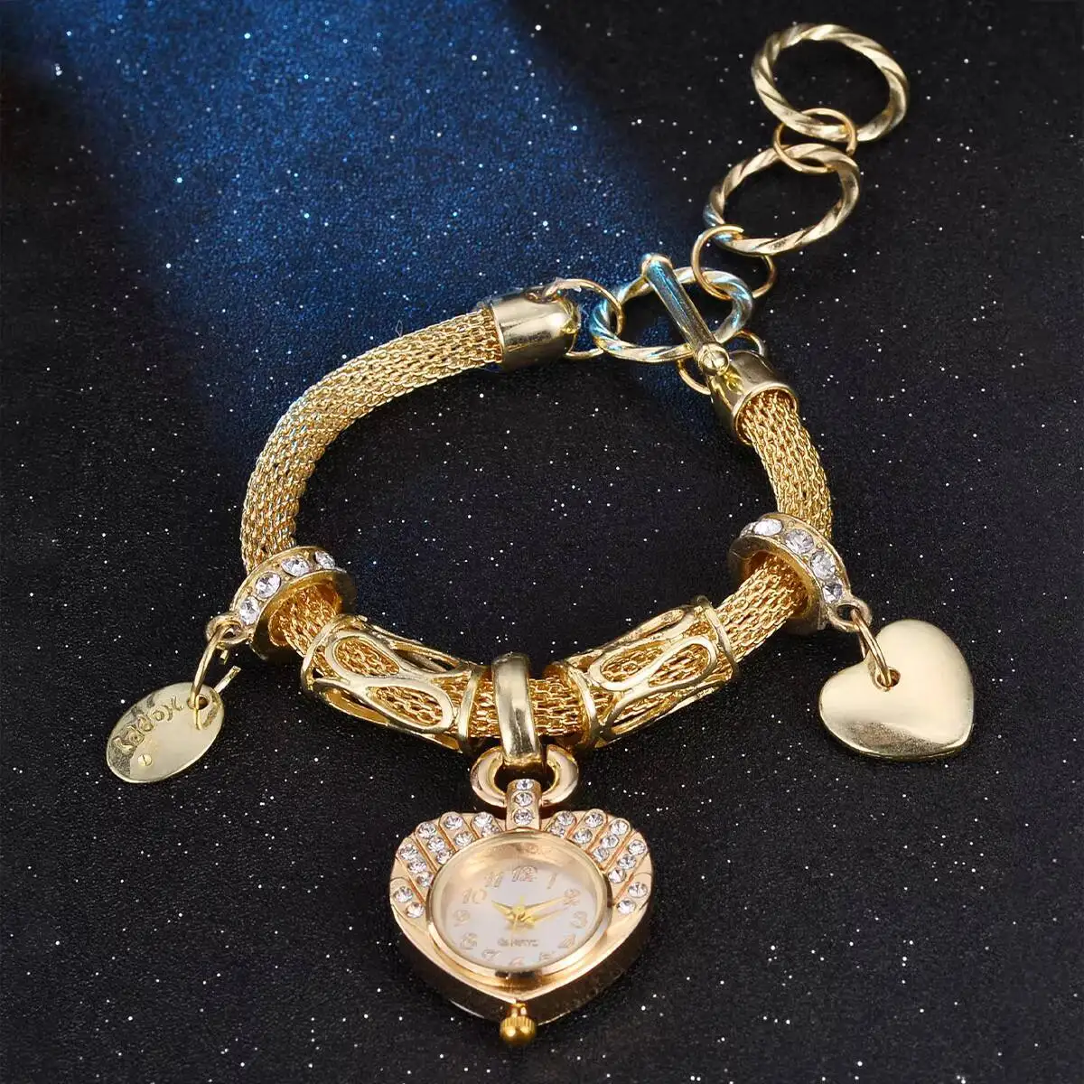 Luxo strass coração dial relógio feminino moda senhoras pulseira relógios de quartzo