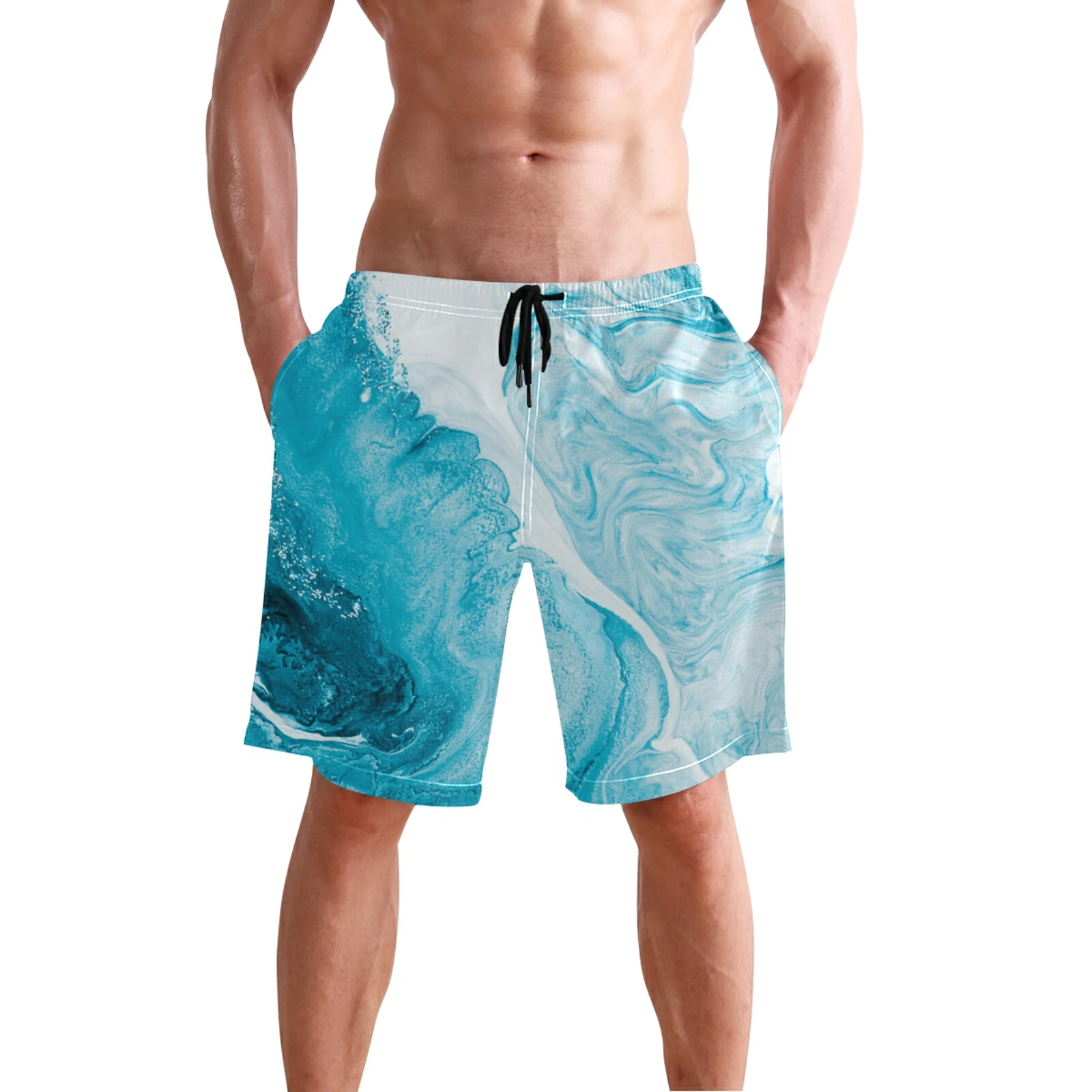 2022 Quick Dry Summer Mens Siwmwear Beach Board Shorts Briefs For Man Swim Trunks Swimming Shorts Beachwear Fashion Marble Print