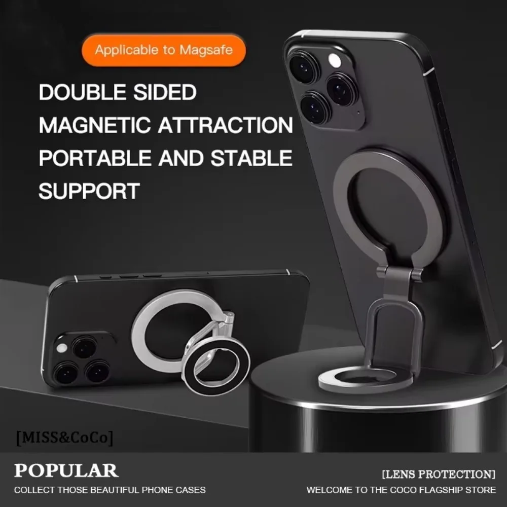

Double-Sided MagSafe Phone Holder Foldable Multifunctional 360° Rotating Stand with Magnet for for iPhone 14/15/16