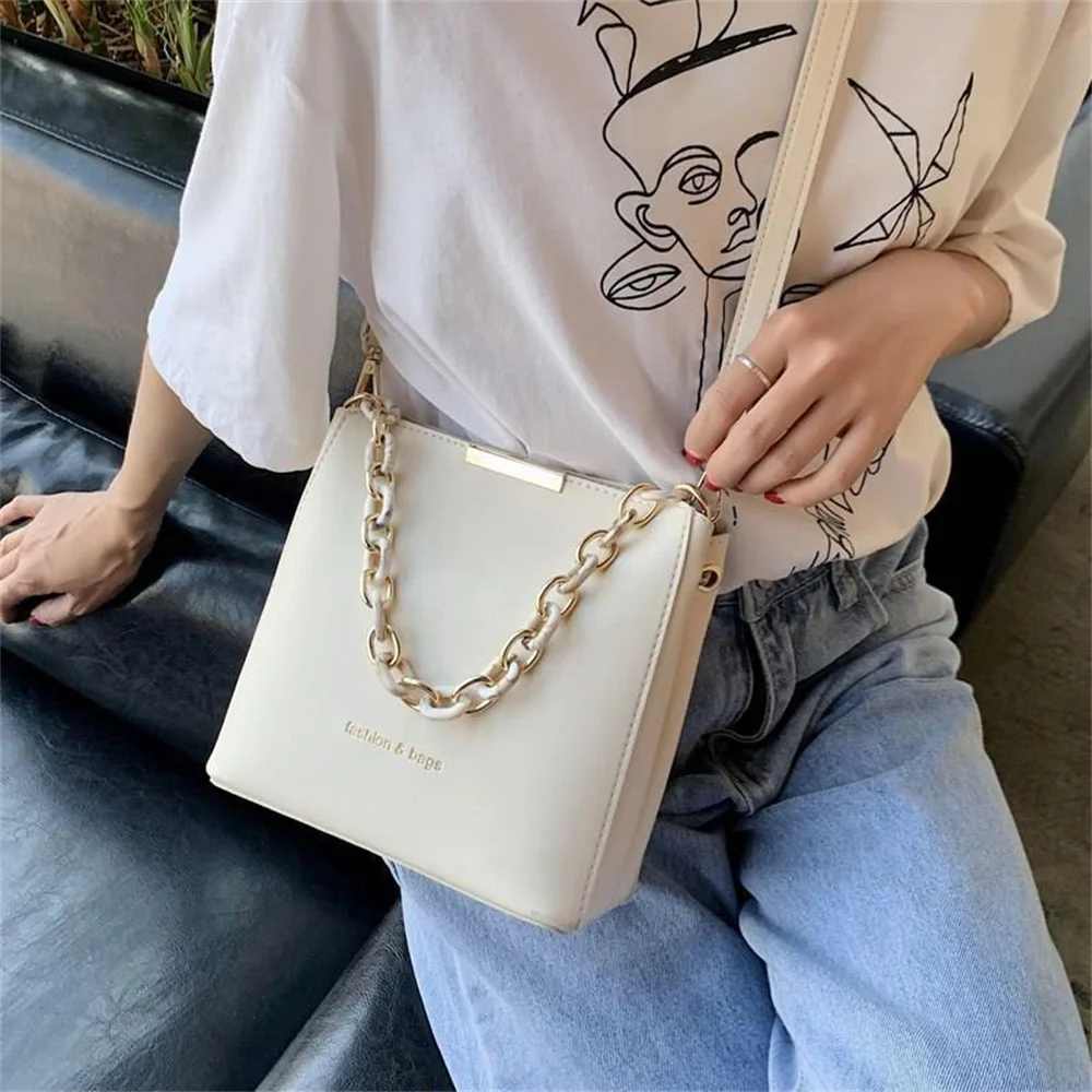 Iskybob Women Tote Bags Designer High Quality Leather Ladies Handbag Chain Shoulder Crossbody Bag Female Shopping Messenger Bags