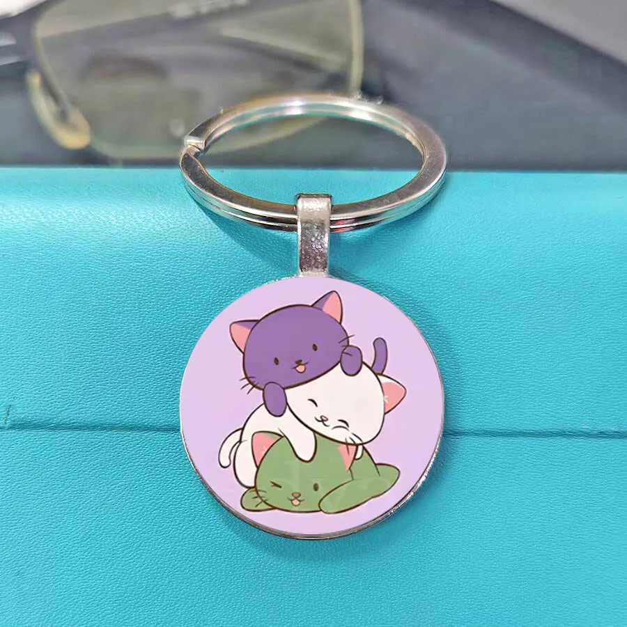 New Design Proud Cat Glass Cabochon Keychain Adorable Pet Cat Pendant Key Holder Holiday Present
