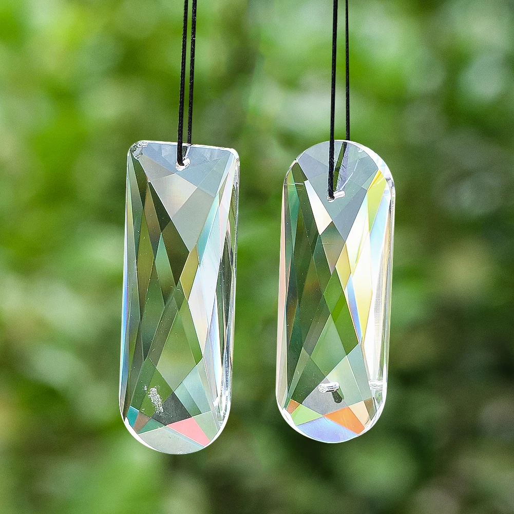 75mm Iridescent Faceted Crystal Column Suncatcher Rainbow Maker Hanging Prism Glass Pendant for Window Garden Car DIY Decor
