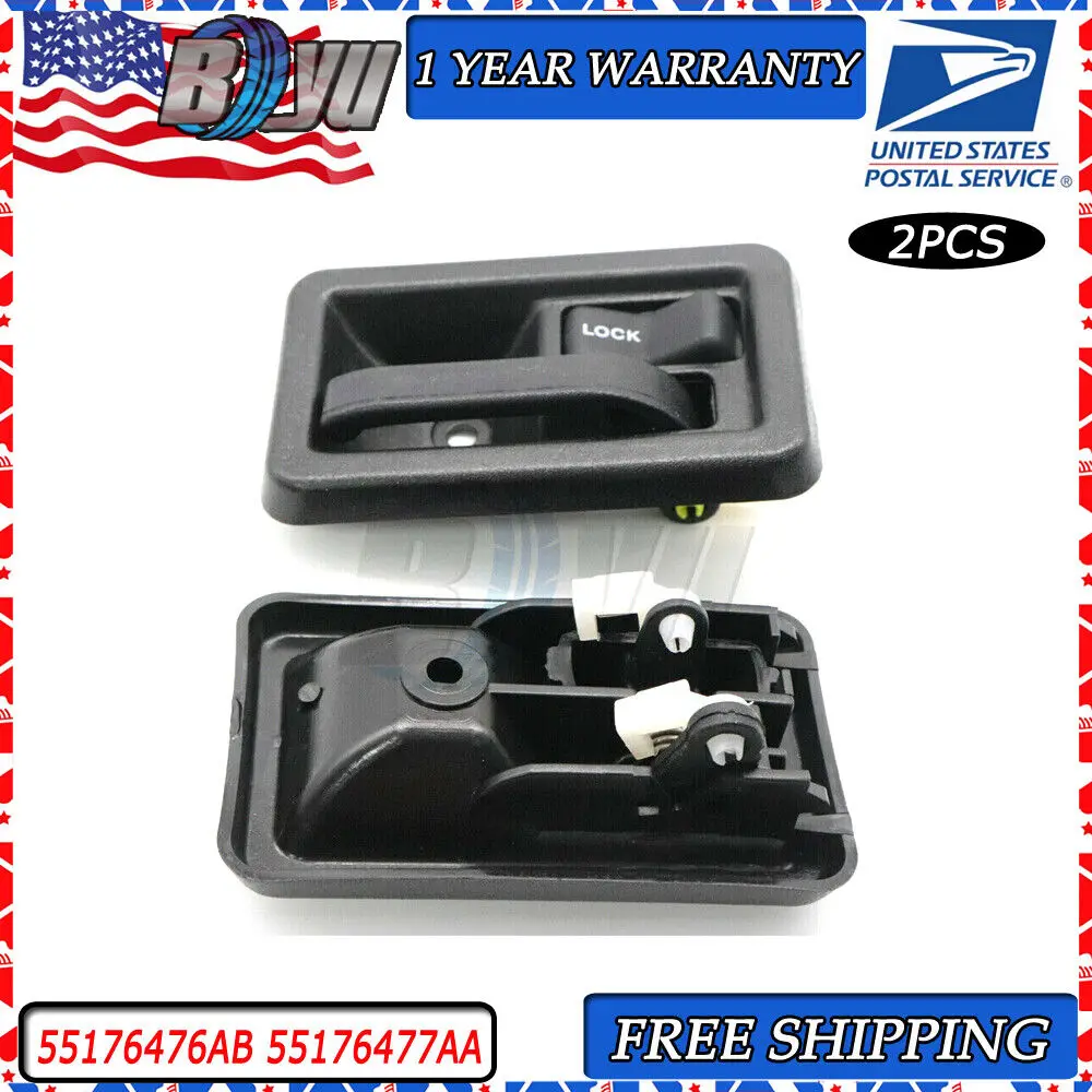 XUAN Interior Inside Door Latch Handles Interior Pair Left & Right 55176476AB 55176477AB For Jeep Wrangler YJ TJ 1987-2004