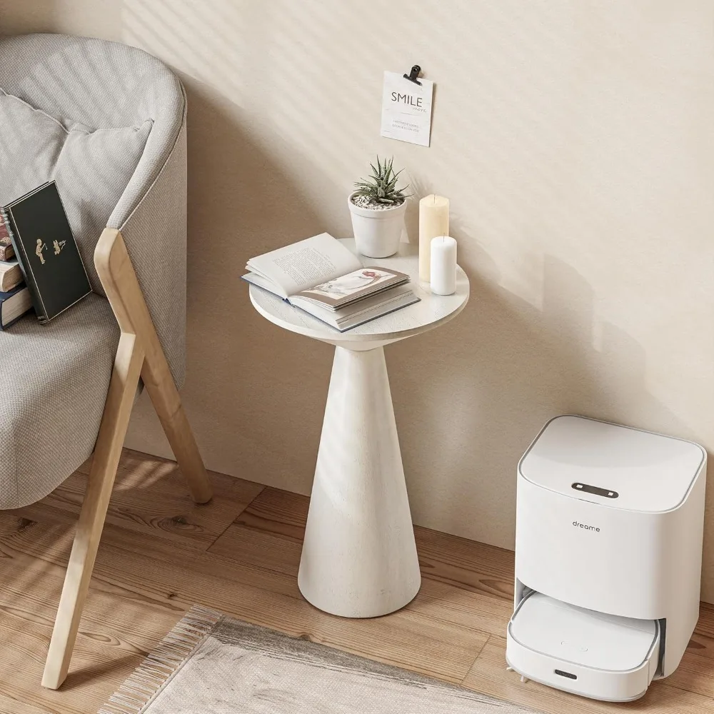 حامل نباتات خشبي مستدير ريفي وطاولة نهاية صغيرة لمساحات غرفة المعيشة، مناسبة لعرض مارتيني والمشروبات #5