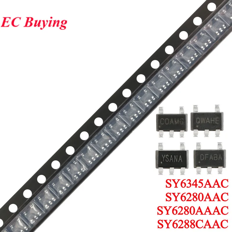 10pcs SY6280AAAC SY6280AAC SY6280 SY6288CAAC SY6345AAC SY6288 SY6345 SOT23-5 Low Loss Power Switching Device Chip IC