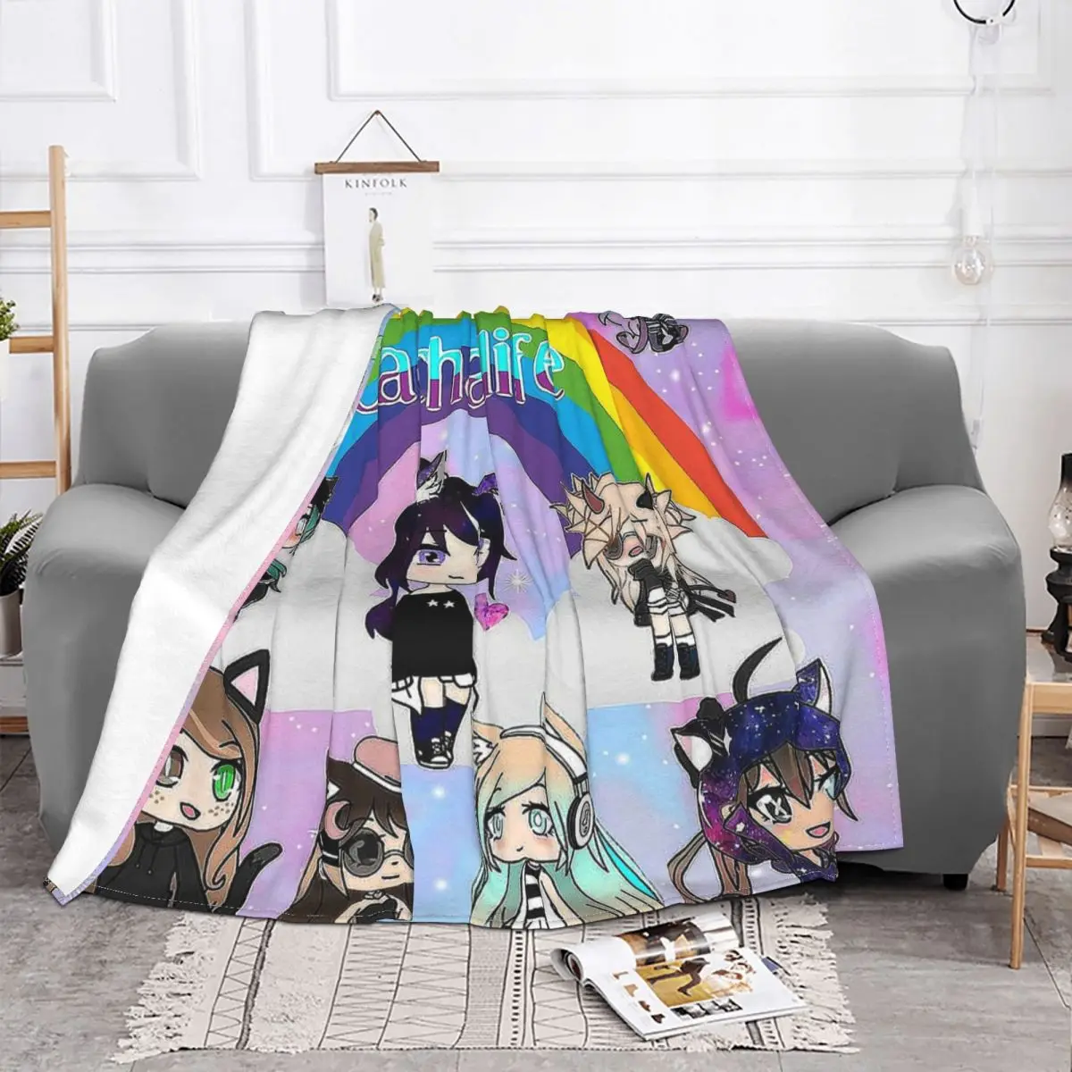 Cartoon Anime Gacha Life Anime Pack Portable Warm Throw Blankets for Bedding Travel