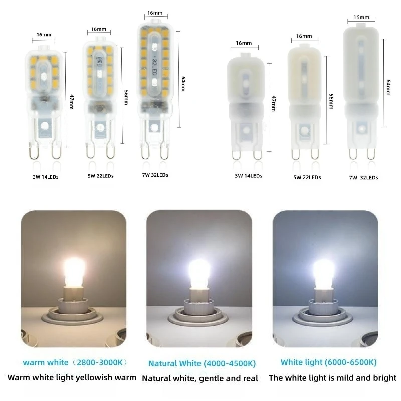 Najnowsza G9 LED dimmer 3W 5W 7W SMD 2835 reflektor kryształowy żyrandol zastępuje 20W 30W Halogen lampa AC 220V