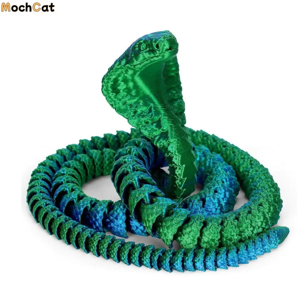 

Kids Gift Realistic 3D Printed Snake Multicolor Rotatable Cobra Ornament Simulation Handmade 3D Printing Model Christmas