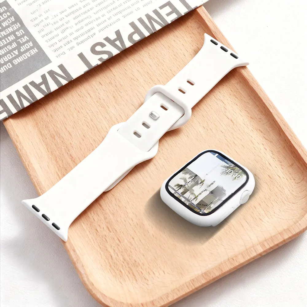 زجاج + حافظة + حزام لساعة أبل 44 مللي متر 40 مللي متر 45 مللي متر 41-46 42 مللي متر سيليكون الرياضة سوار iWatch series11 10 8 9 7 6 5 4 SE حزام
