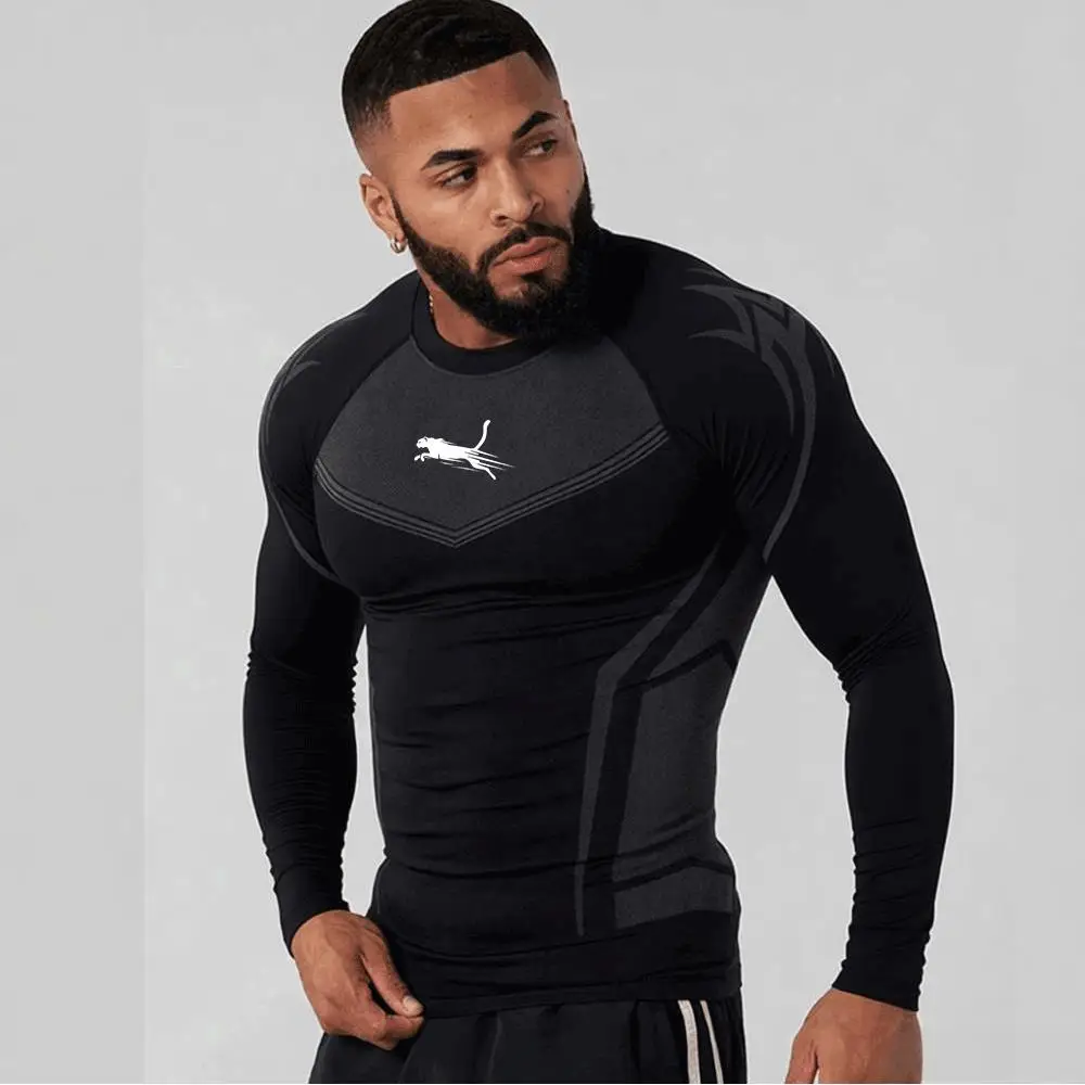 Men Running Compression T-shirt Long Sleeve Sport Tees Gym Fitness Sportshirts Male Jogging Sportswear Homme Athletic Shirt Tops
