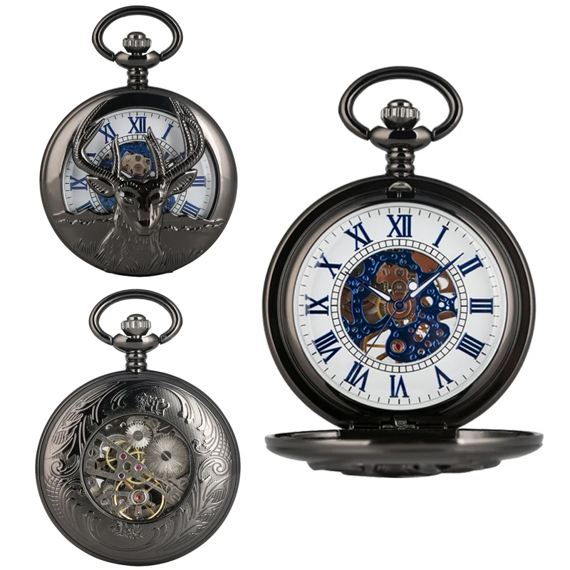 antique-style-black-hollow-out-goat-handwinding-mechanical-pocket-watch-for-men-women-roman-numeral-pendant-chain-timepiece-gift
