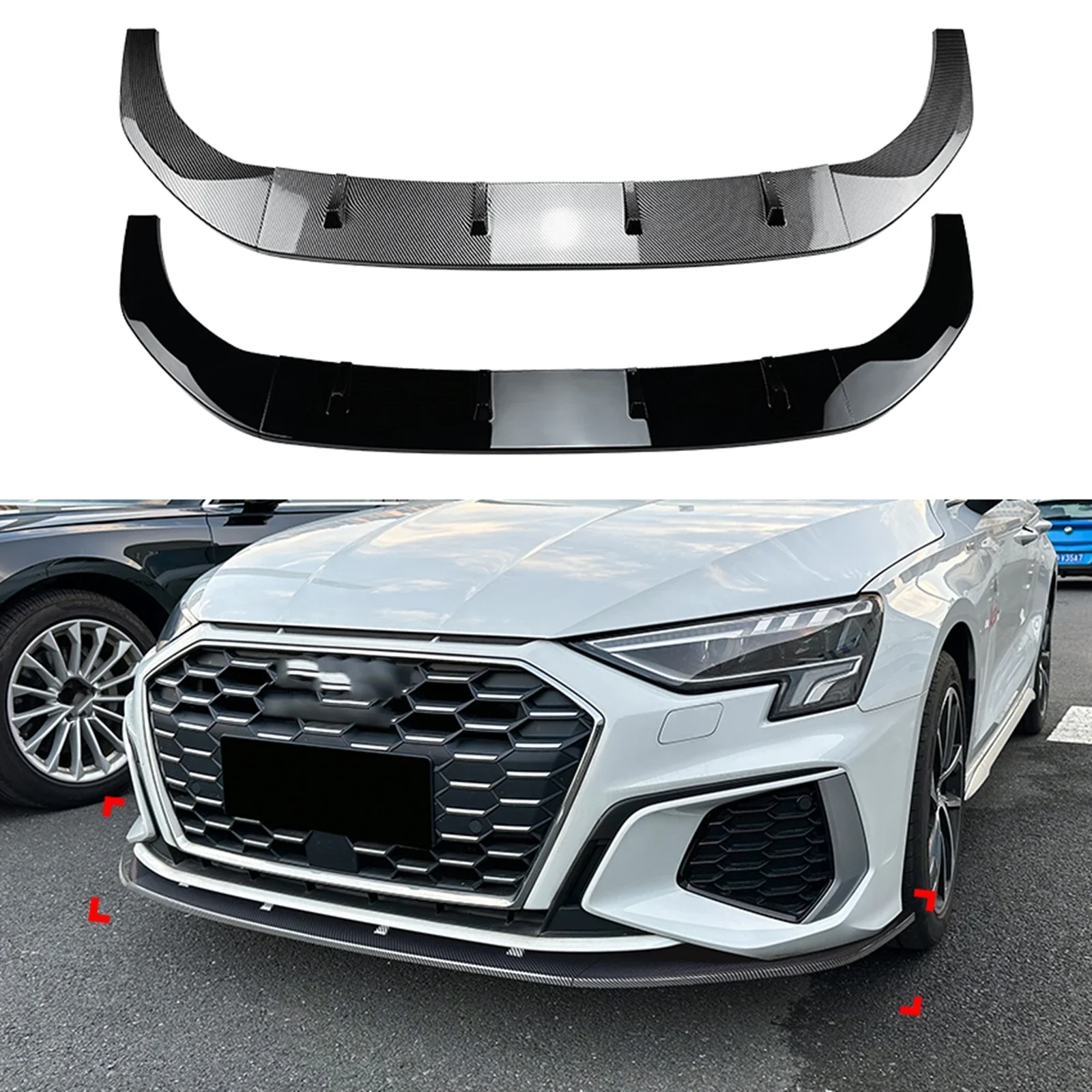 for 2021-2024 Audi A3 8Y S3 front bumper spoiler lip underbody splitter blade protector body kit