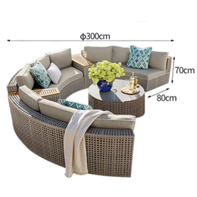 # Luxury Metal Frame Wooden Sectional Sofa Outdoor Aluminum Furniture Round Patio Sofa Outdoor Furniture Round