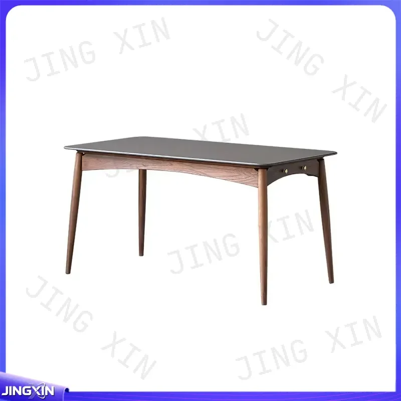 Custom for Slate Dining Table Household Black Walnut Solid Wood Large Rectangle Kitchen Furniture Set with Chairs Modern Home