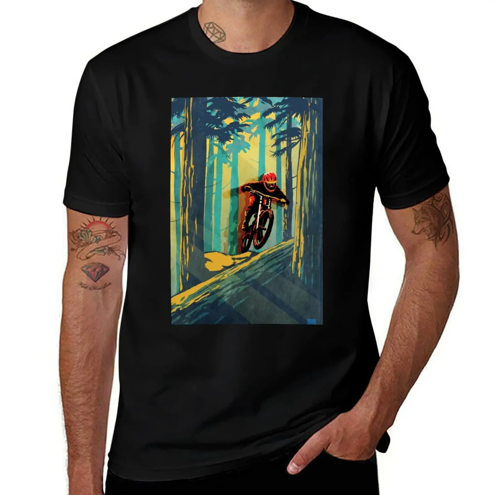 

bike mountain jumper Forest log ghost T-Shirt Lightweight Hiking T-Shirt