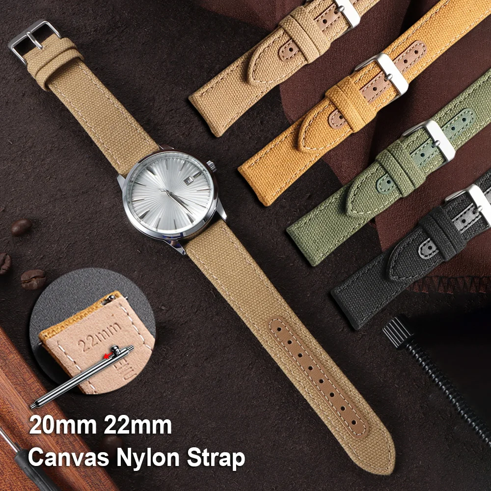 

20mm 22mm Nylon Watch Strap Women Men Sport Replacement Watch Band for Seiko Quick Release Bracelet Canvas Khaiki Wristbelt